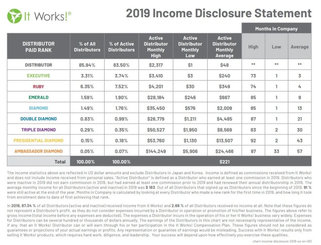 it works income disclosure statement